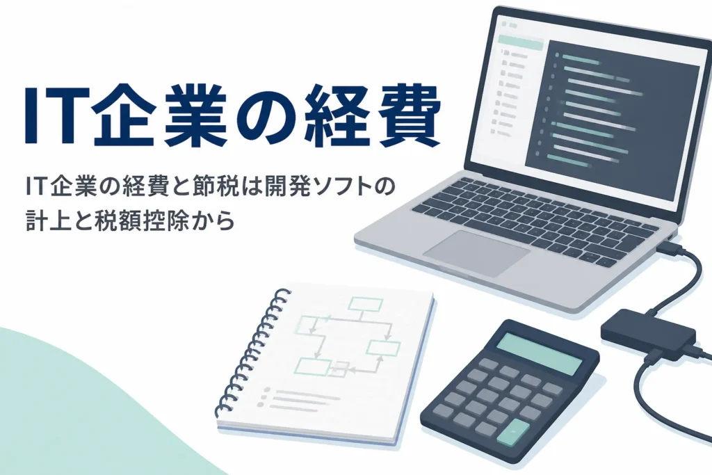 IT企業の経費と節税を、自社開発ソフトの資産計上と研究開発の税額控除から解説する記事のアイキャッチ