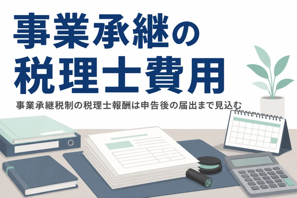 事業承継の税理士費用と、事業承継税制を使う時にかかる報酬の場面を解説する記事のアイキャッチ