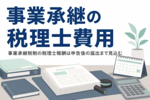 事業承継の税理士費用と、事業承継税制を使う時にかかる報酬の場面を解説する記事のアイキャッチ