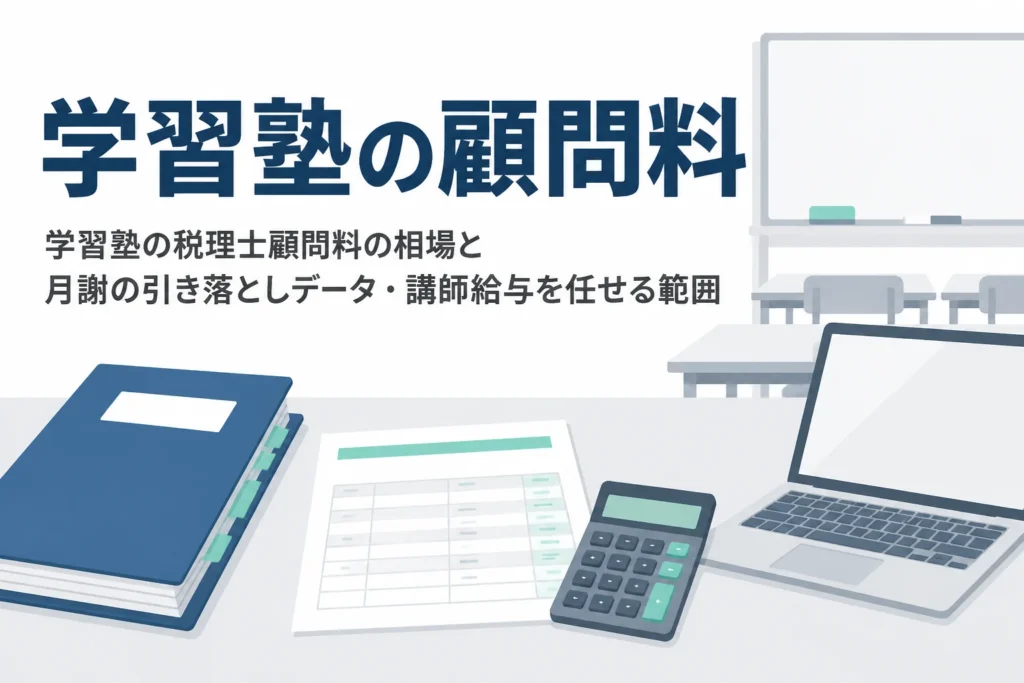 学習塾の税理士顧問料の相場と月謝の引き落としデータ・講師給与を任せる範囲を解説する記事のアイキャッチ