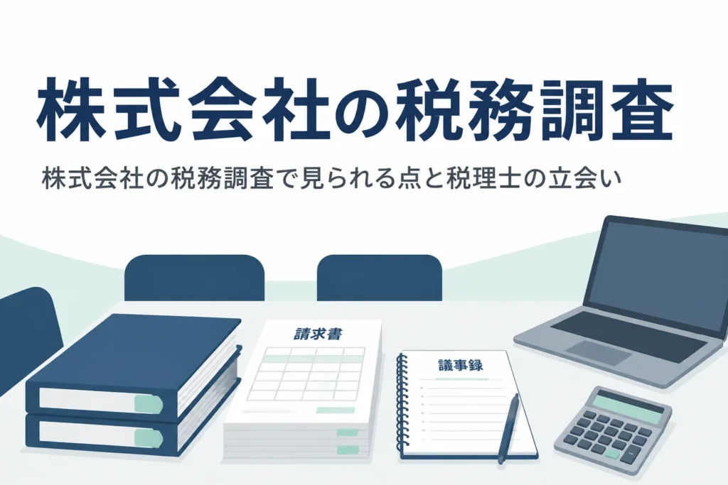 株式会社の税務調査で見られる点と顧問税理士の立会いの意味を解説する記事のアイキャッチ