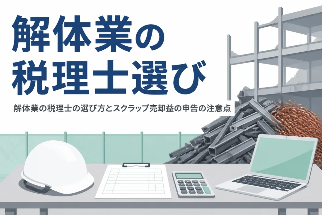 解体業の税理士の選び方とスクラップ売却益の申告で注意する点を解説する記事のアイキャッチ