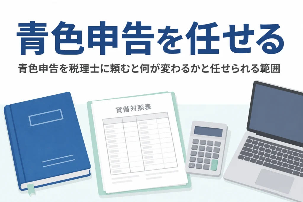 青色申告を税理士に頼むと何が変わるかと任せられる範囲を解説する記事のアイキャッチ