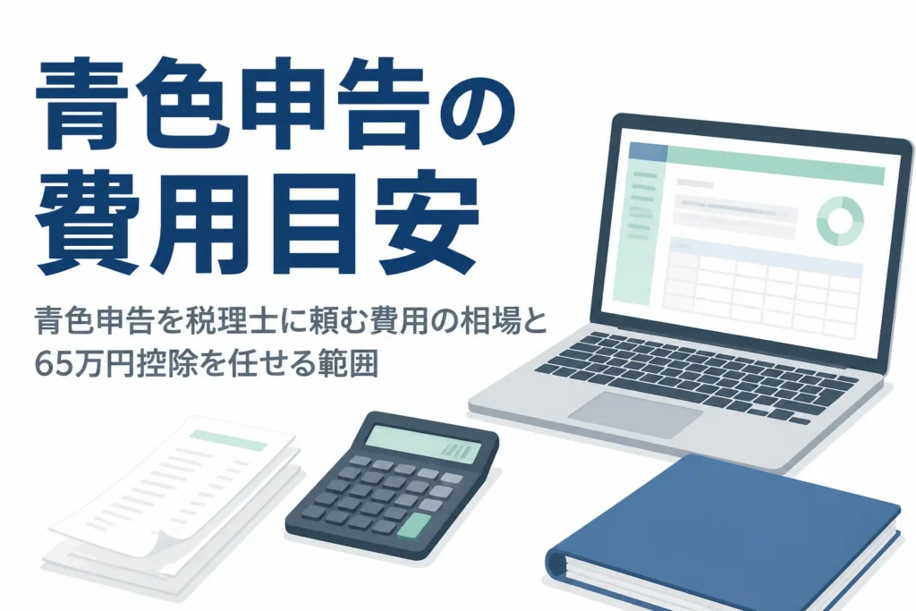 青色申告を税理士に頼む費用の相場と65万円控除を任せる範囲を解説する記事のアイキャッチ