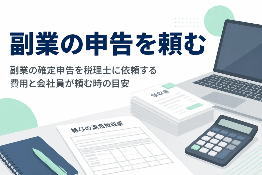 副業の確定申告を税理士に依頼する費用と会社員が頼む時の目安を解説する記事のアイキャッチ