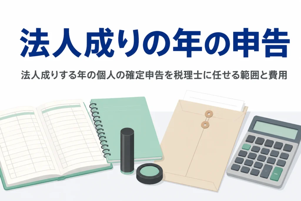 法人成りする年の個人の確定申告と税理士に任せる範囲を解説する記事のアイキャッチ