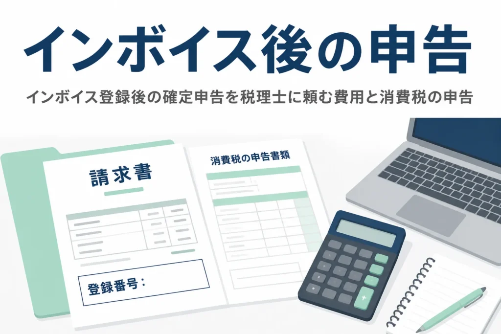 インボイス登録後の確定申告を税理士に頼む費用と消費税の申告を解説する記事のアイキャッチ