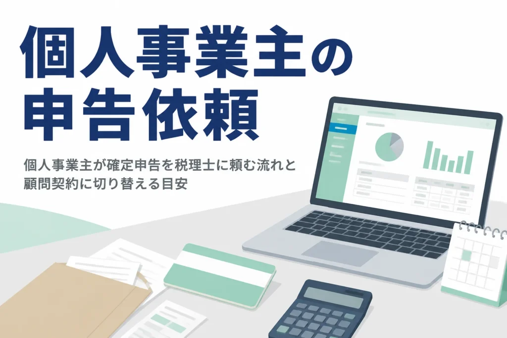 個人事業主が確定申告を税理士に頼む流れと顧問契約に切り替える目安を解説する記事のアイキャッチ