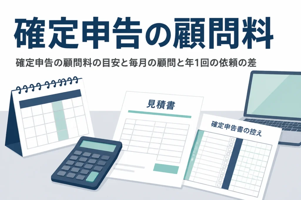 確定申告の顧問料の目安と、毎月の顧問契約と年1回の依頼の差を解説する記事のアイキャッチ