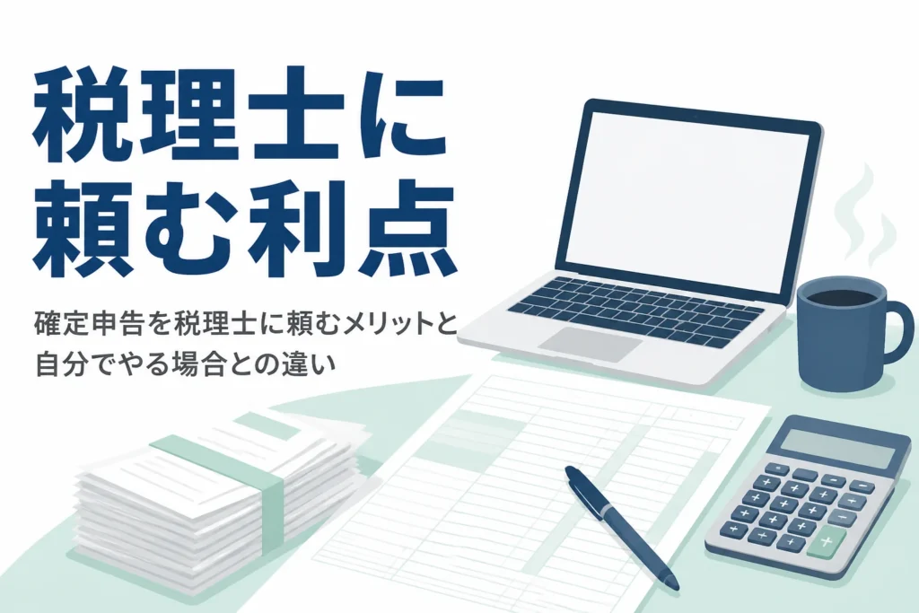 確定申告を税理士に頼むメリットと自分でやる場合との違いを解説する記事のアイキャッチ