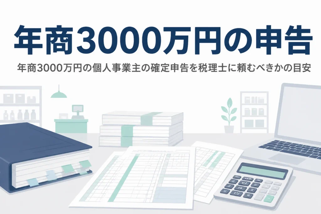 年商3000万円の個人事業主が確定申告を税理士に頼むべきかの目安を解説する記事のアイキャッチ