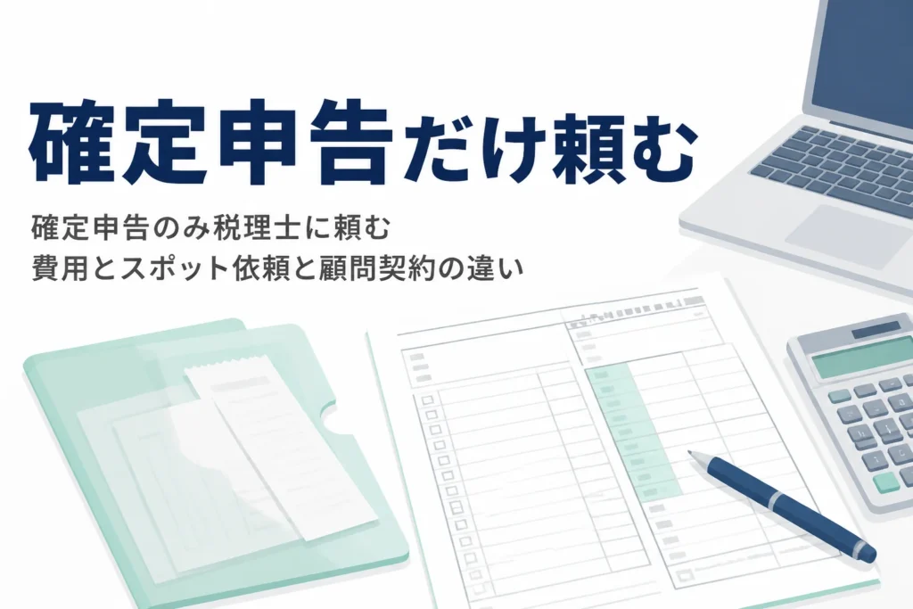 確定申告のみ税理士に頼む費用とスポット依頼と顧問契約の違いを解説する記事のアイキャッチ