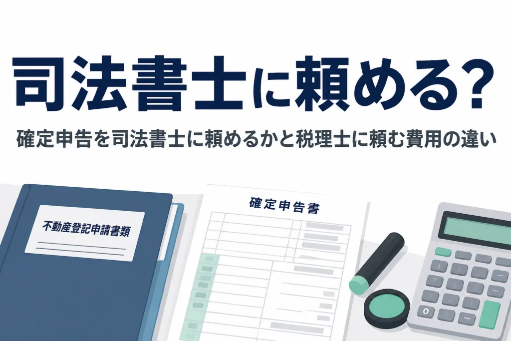 確定申告を司法書士に頼めるかと税理士に頼む費用の違いを解説する記事のアイキャッチ