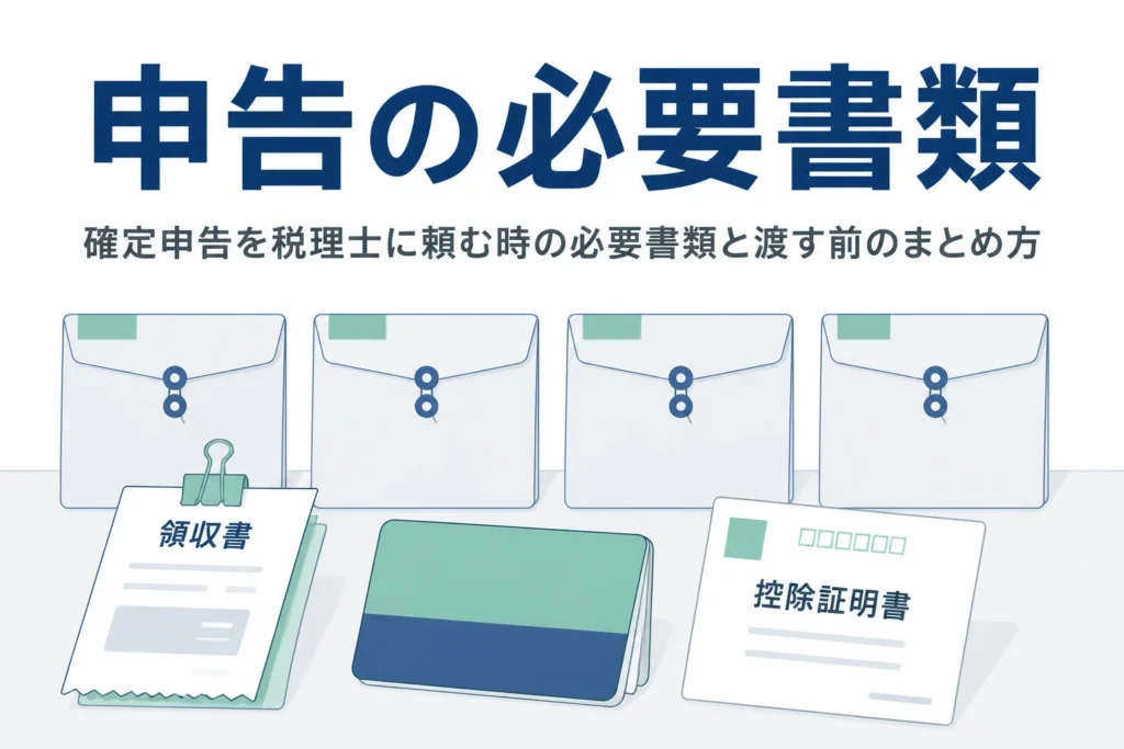 確定申告を税理士に頼む時の必要書類と渡す前のまとめ方を解説する記事のアイキャッチ