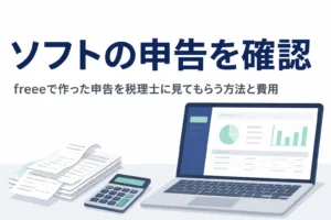 freeeなどの会計ソフトで作った申告を税理士に見てもらう方法を解説する記事のアイキャッチ