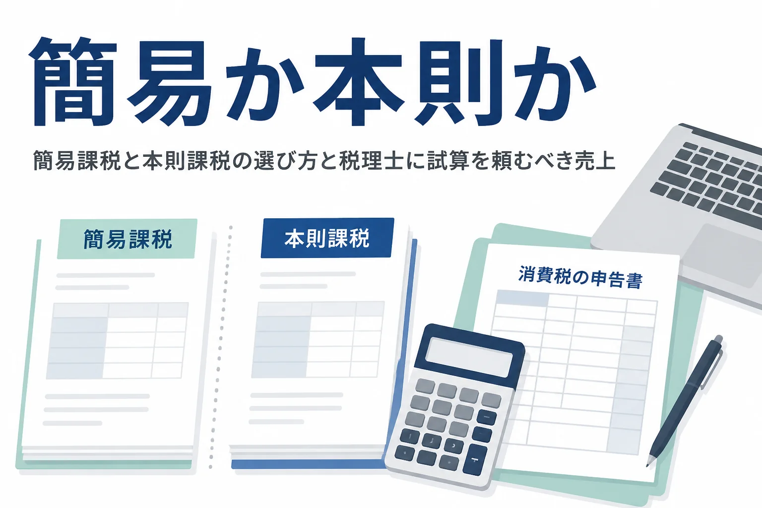 簡易課税と本則課税の選び方と、税理士に試算を頼むべき場面を解説する記事のアイキャッチ