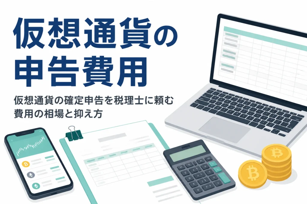仮想通貨の確定申告を税理士に頼む費用の相場と依頼料を抑えるコツを解説する記事のアイキャッチ