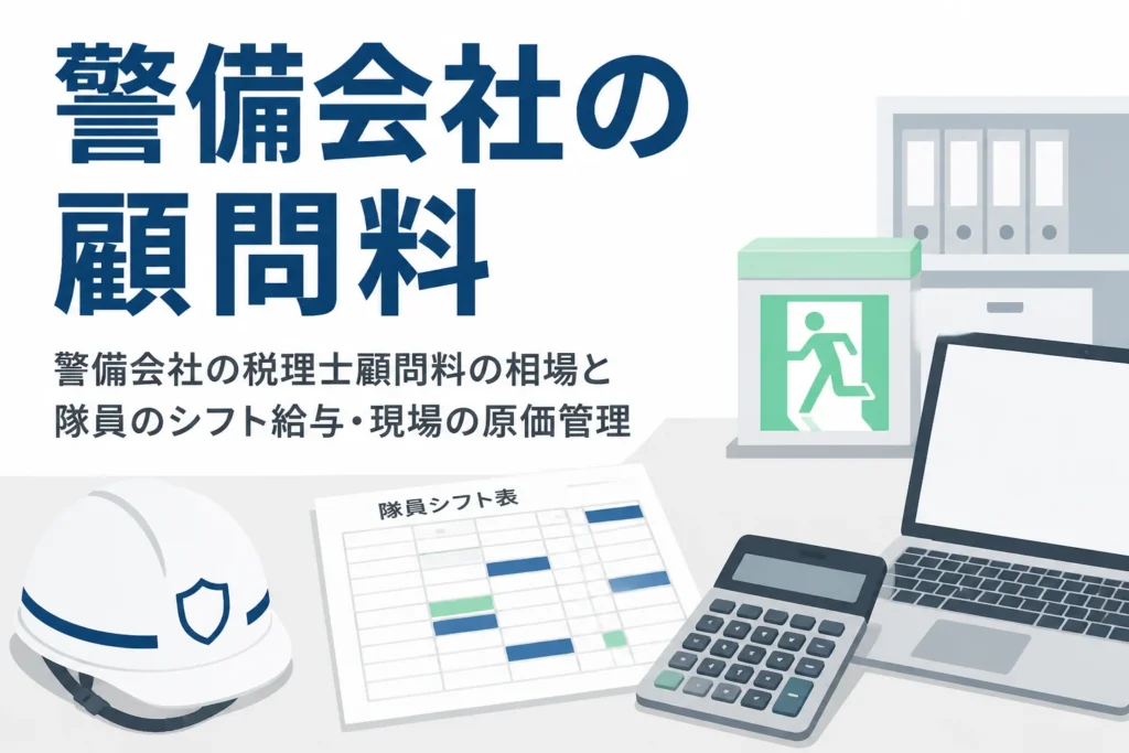 警備会社の税理士顧問料の相場と隊員のシフト給与・現場ごとの原価管理を解説する記事のアイキャッチ
