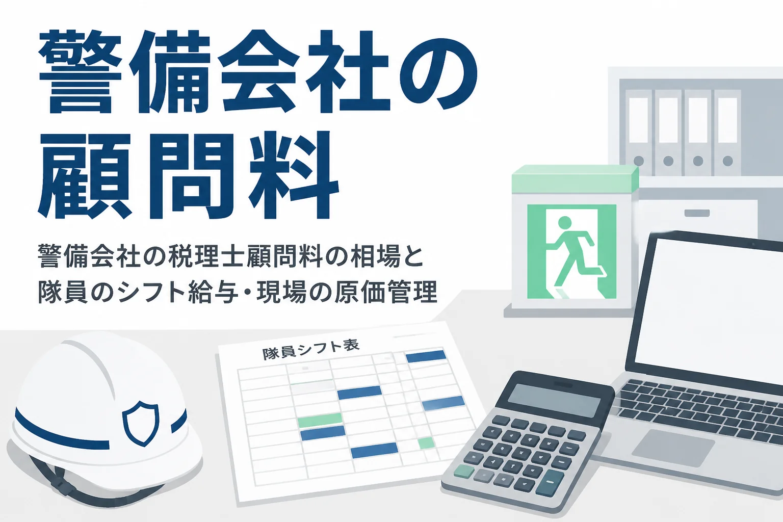 警備会社の税理士顧問料の相場と隊員のシフト給与・現場ごとの原価管理を解説する記事のアイキャッチ