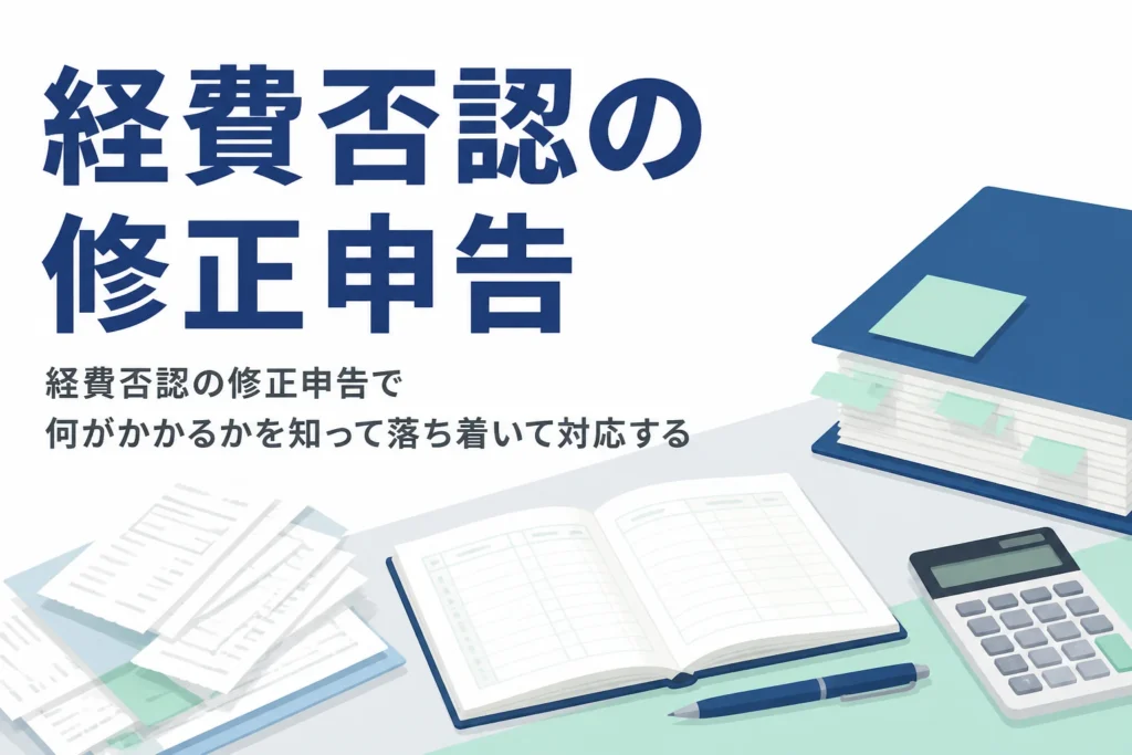 税務調査で経費を否認された時の修正申告と、交際費や架空経費を指摘された時の対応を解説する記事のアイキャッチ