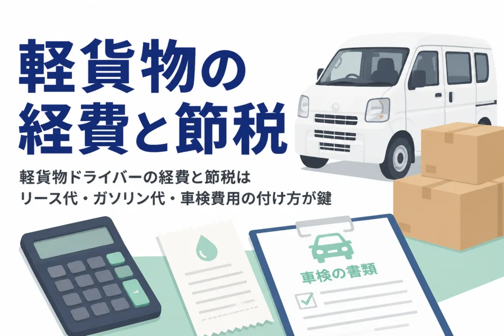 軽貨物ドライバーの経費になる軽バンのリース代、ガソリン代、車検費用の扱いを解説する記事のアイキャッチ
