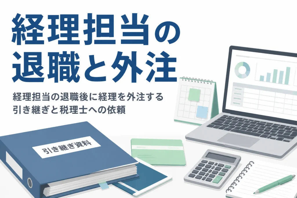 経理担当の退職後に経理を外注する時の引き継ぎと税理士への依頼を解説する記事のアイキャッチ