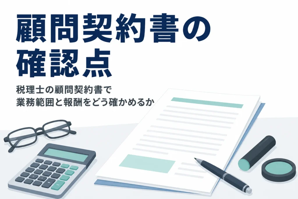 税理士の顧問契約書で確認したい業務範囲と報酬の書き方を解説する記事のアイキャッチ