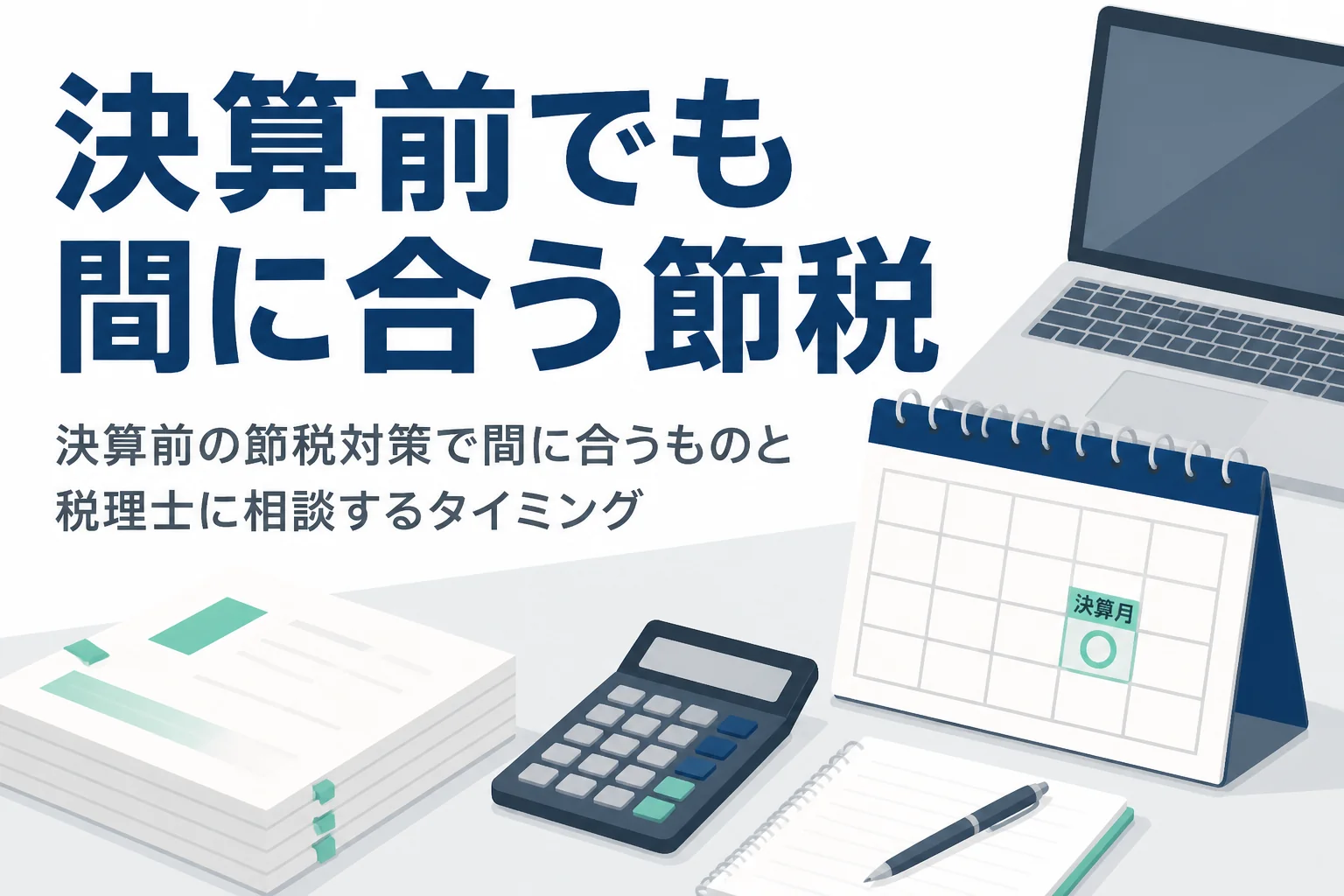 決算前の節税対策で間に合うものと、税理士に相談するタイミングを解説する記事のアイキャッチ