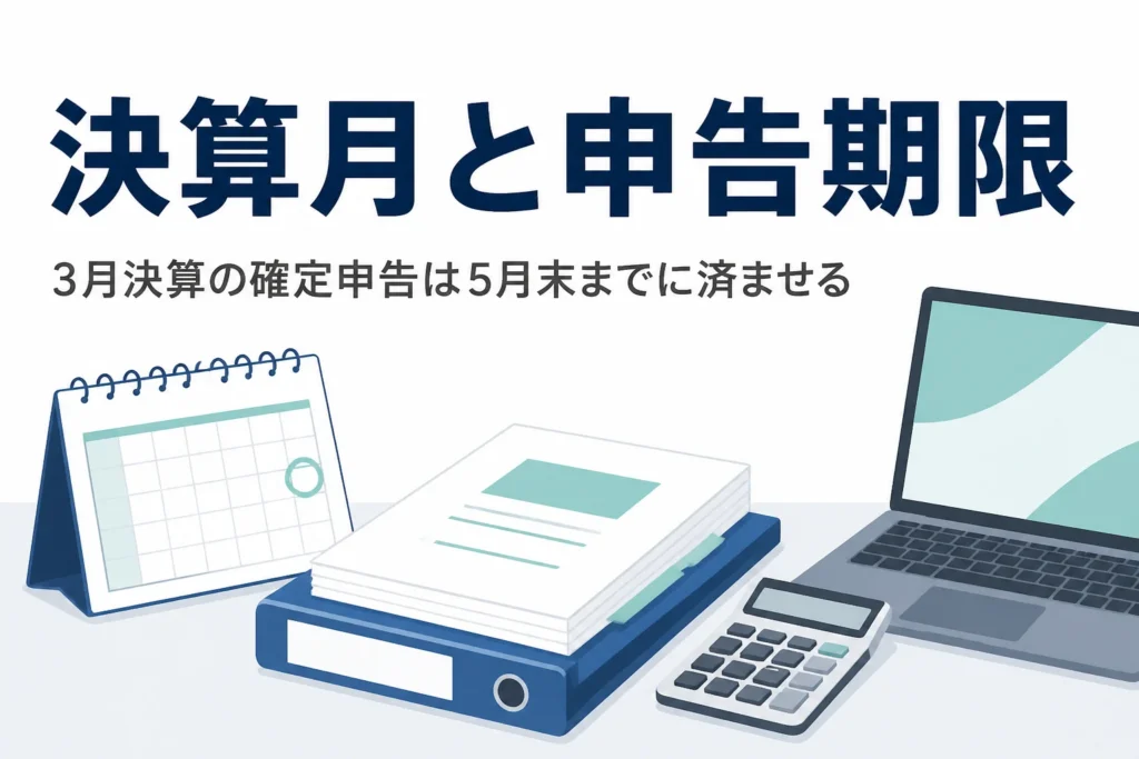 3月決算の確定申告の期限と、決算月ごとの申告スケジュールを解説する記事のアイキャッチ