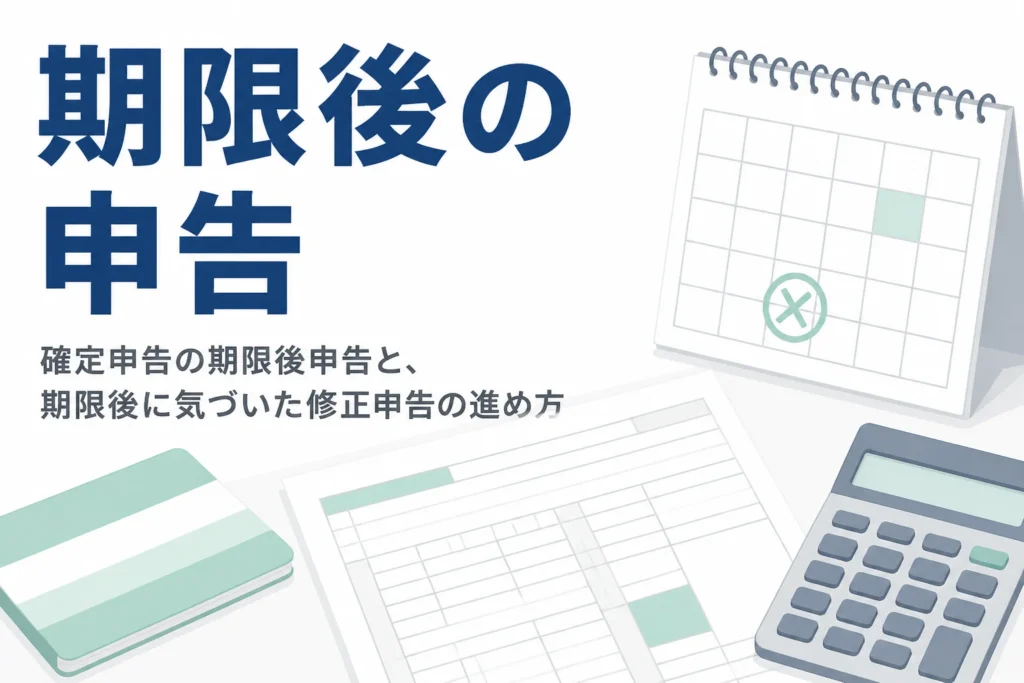 確定申告の期限後申告と期限後の修正申告を税理士に頼む方法を解説する記事のアイキャッチ