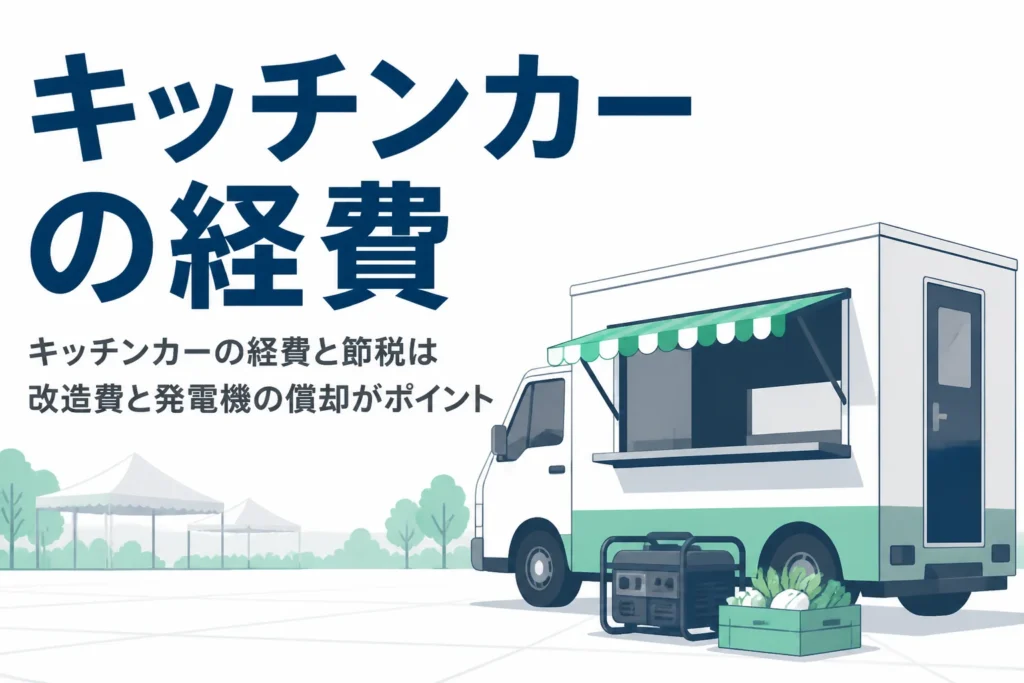 キッチンカーの車両の改造費・発電機の償却とガソリン代の計上を解説する記事のアイキャッチ