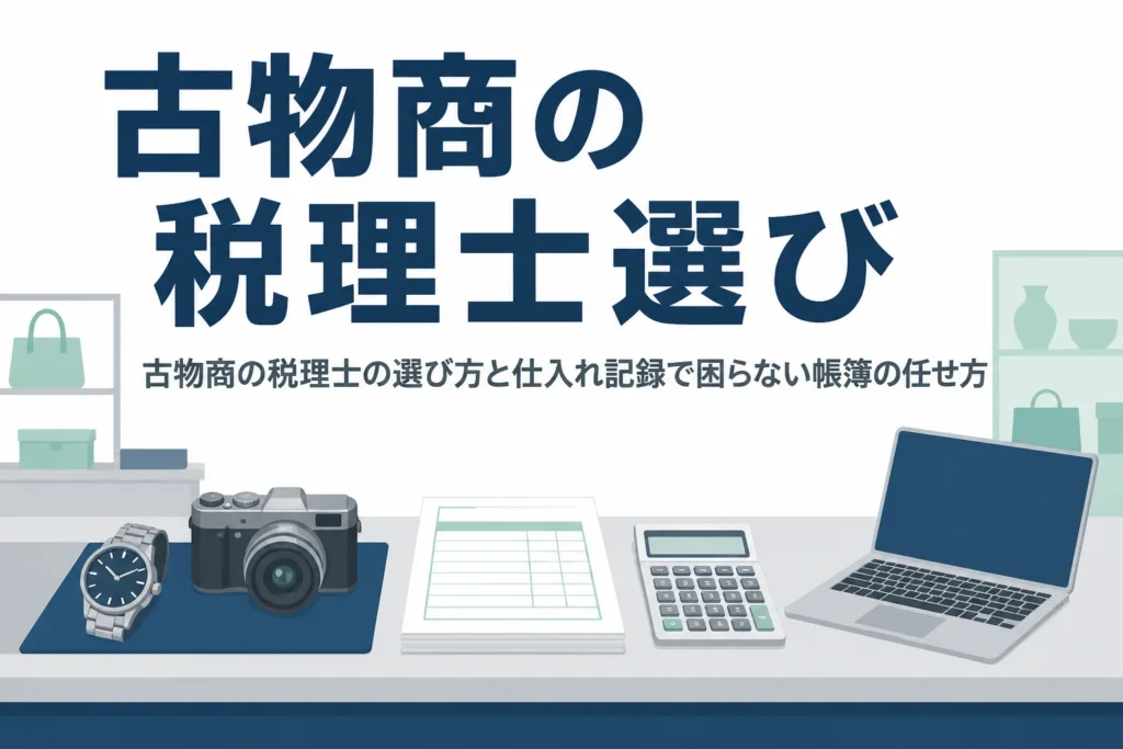 古物商の税理士の選び方と仕入れ記録の任せ方を解説する記事のアイキャッチ