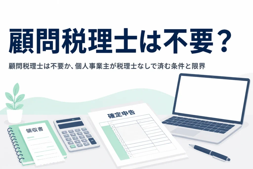 個人事業主が顧問税理士なしで済む条件と、自分だけでは難しくなる場面を解説する記事のアイキャッチ