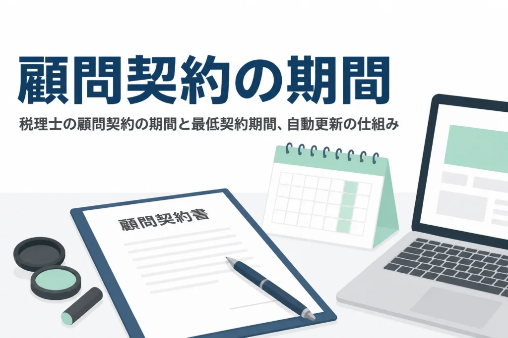 税理士の顧問契約の期間と最低契約期間、自動更新の仕組みを解説する記事のアイキャッチ