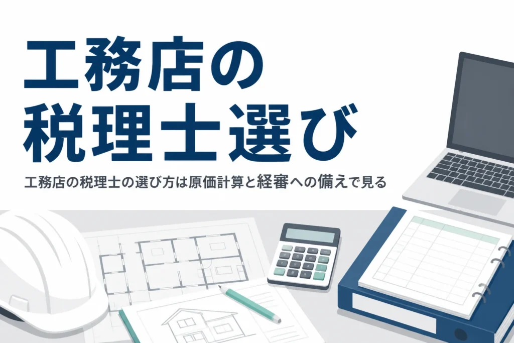 工務店が税理士を選ぶ時に完成工事の原価計算と経審への備えを見るポイントを解説する記事のアイキャッチ