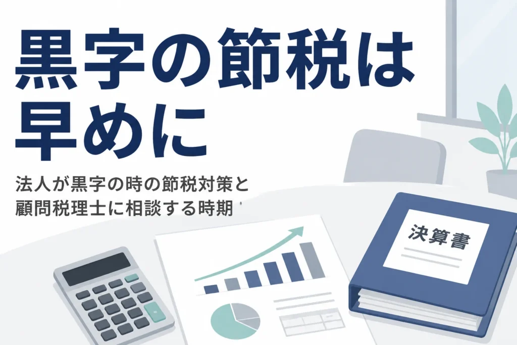 法人が黒字の時の節税対策と顧問税理士に相談するタイミングを解説する記事のアイキャッチ