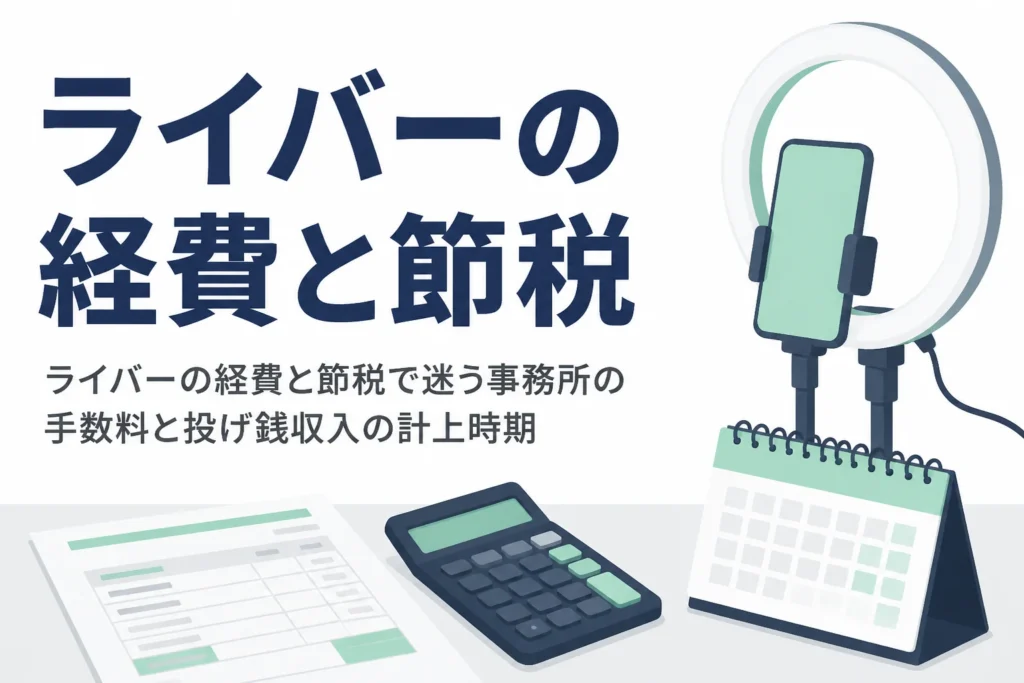 ライバーの経費と節税で迷いやすい事務所の手数料と投げ銭収入の計上時期を解説する記事のアイキャッチ