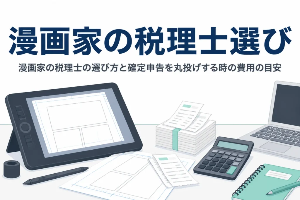 漫画家の税理士の選び方と確定申告を丸投げする時の費用の目安を解説する記事のアイキャッチ