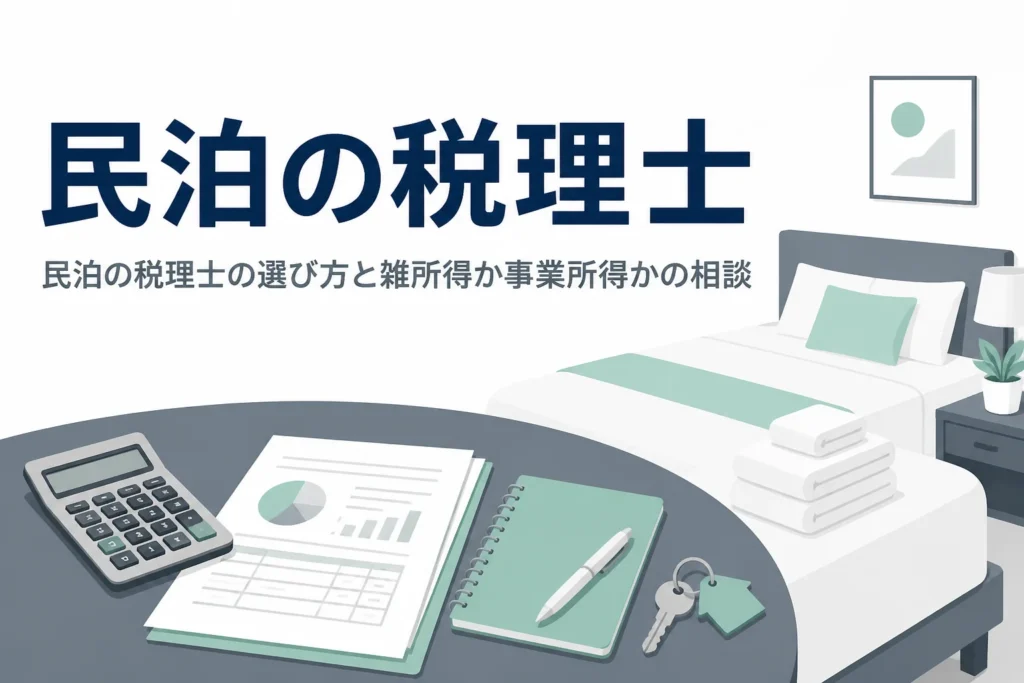 民泊の税理士の選び方と雑所得か事業所得かで迷った時の相談を解説する記事のアイキャッチ