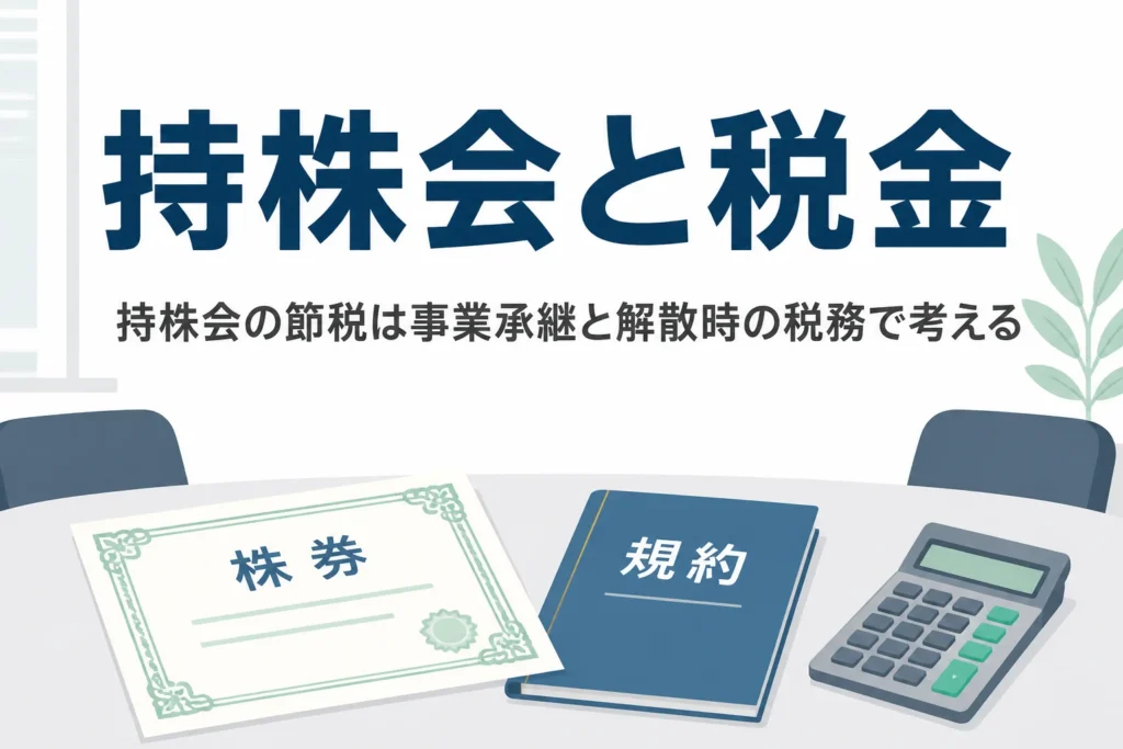 従業員持株会の節税効果と、持株会を解散する時の税務の注意点を解説する記事のアイキャッチ