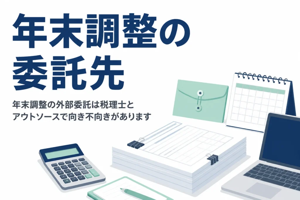 年末調整を外部委託する時に税理士とアウトソース会社のどちらに頼むかを比べる記事のアイキャッチ