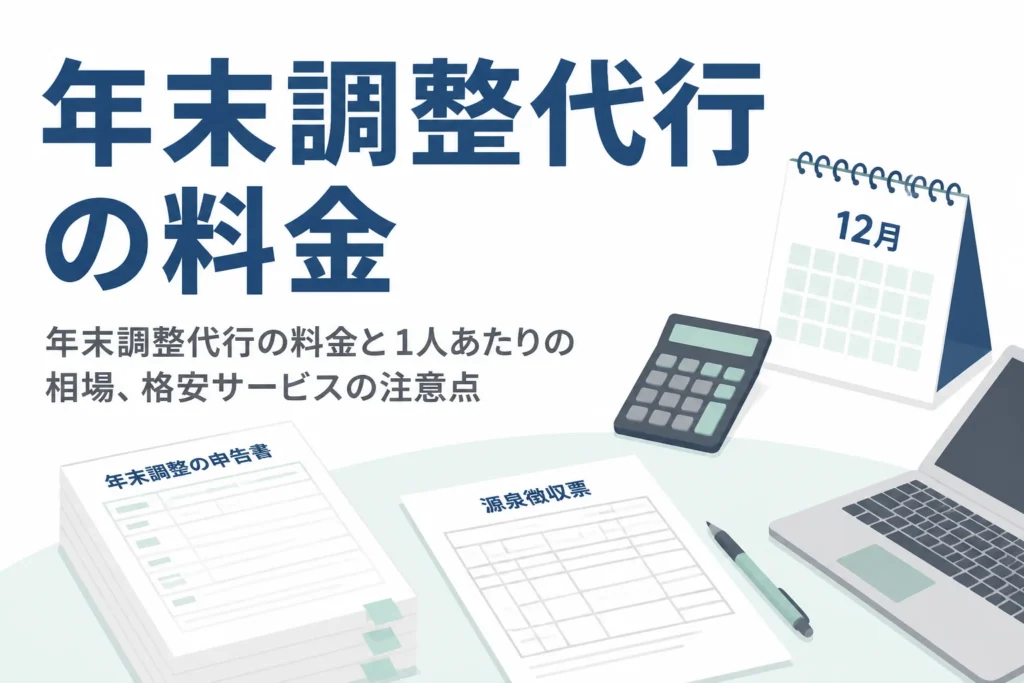 年末調整代行の料金の相場と、格安サービスを選ぶ時の注意点を解説する記事のアイキャッチ
