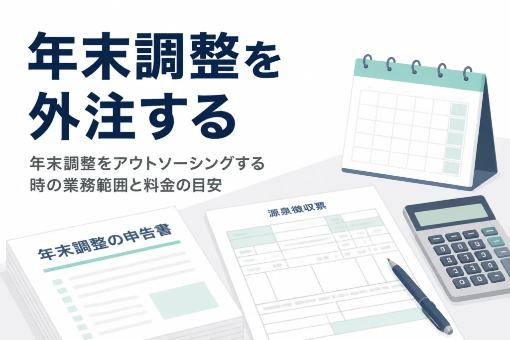 年末調整のアウトソーシングで任せられる範囲と料金の目安を解説する記事のアイキャッチ