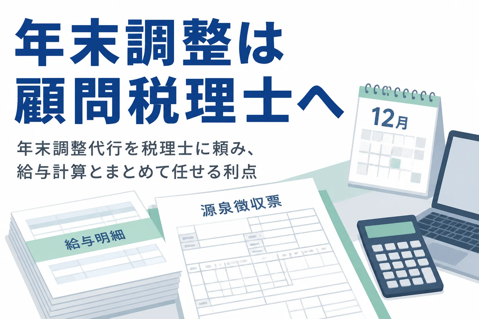 年末調整代行を顧問税理士に頼み、給与計算とまとめて任せる利点を解説する記事のアイキャッチ