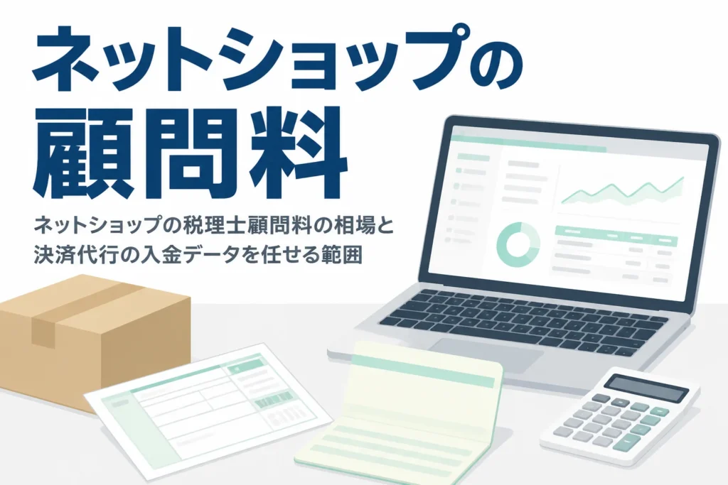 ネットショップの税理士顧問料の相場と、決済代行の入金データを任せる範囲を解説する記事のアイキャッチ
