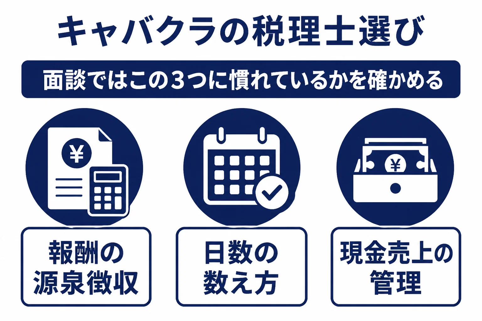 キャバクラの税理士選びで見るべき点を表した図解