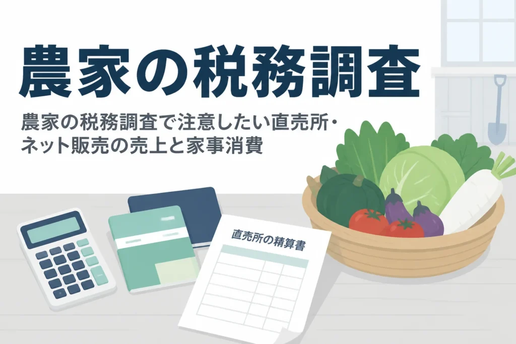 農家の税務調査で注意したい直売所・ネット販売の売上と家事消費の計上を解説する記事のアイキャッチ