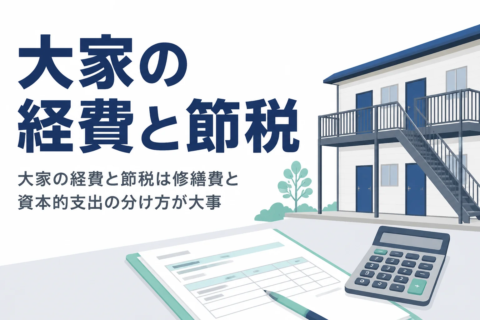 アパート経営の大家が修繕費と資本的支出の分け方、借入金利子の扱いを知るための記事のアイキャッチ