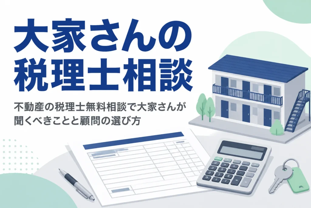 不動産の税理士無料相談で大家さんが聞くべきことと顧問の選び方を解説する記事のアイキャッチ