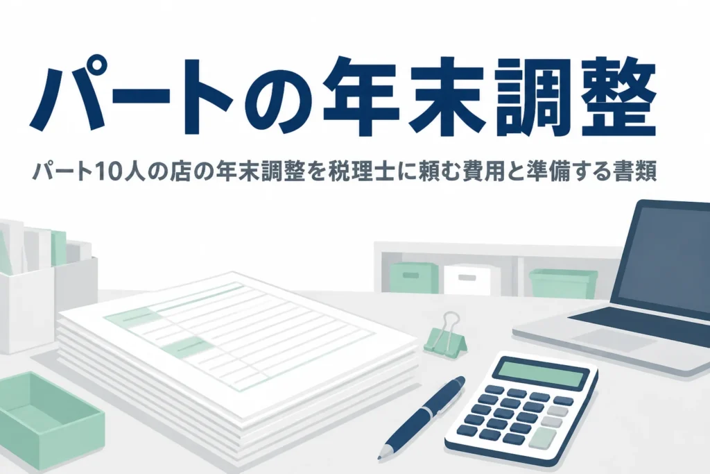 パート10人の店の年末調整を税理士に頼む費用と書類を解説する記事のアイキャッチ